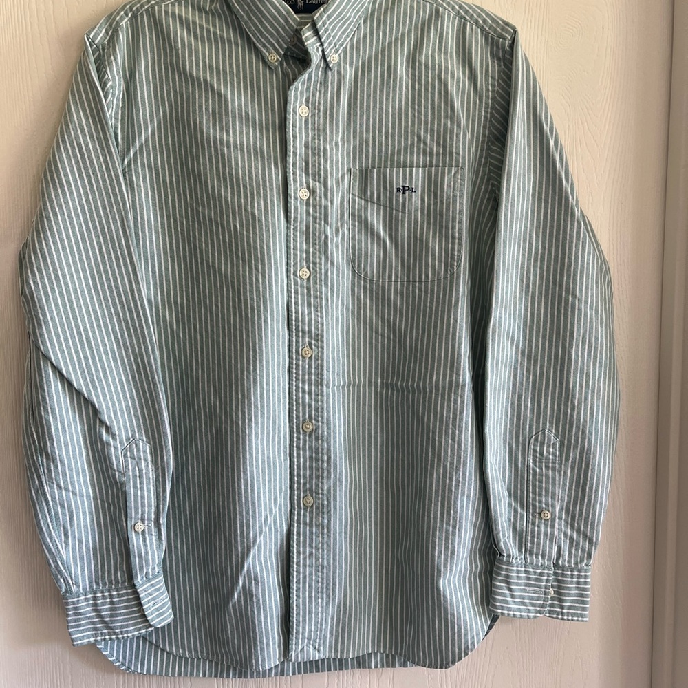 Ralph Lauren Men's Blue Striped Button Down Shirt